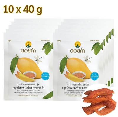 Doi Kham Soft Dried Mango mit Chinesischer Pflaumenwürze 10 x 40g   Thai Snack