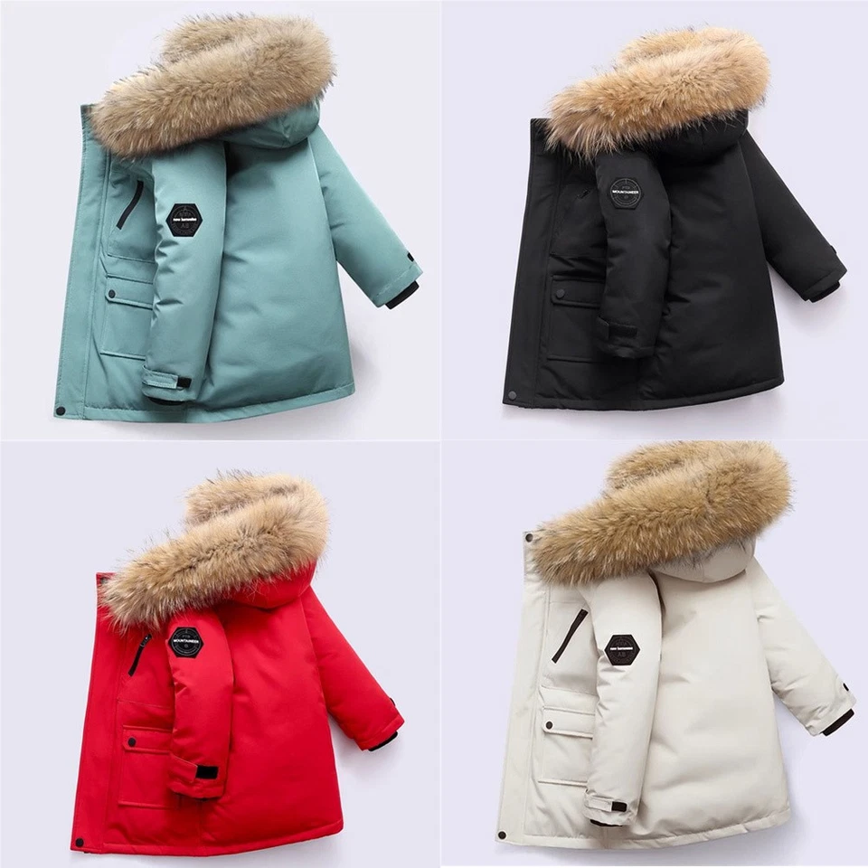 MARKENLOS Kinder Winterjacke mit Kapuze Skijacke Schneejacke Jacke Outdoor Winter Zip Coat