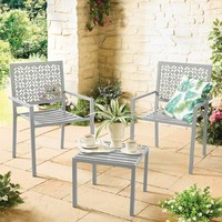 3-Piece Patio Bistro Set, Space-Saving Balcony Table & Chairs