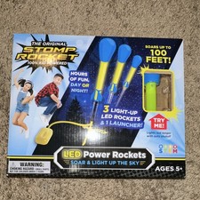 Stomp Rocket LED Power Rockets 3 Light-Up Rockets  Launcher Ages 5 