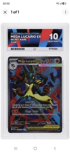 Pokemon TCG Mega Evolution Lucario EX 160/132 Full Art Ultra Rare ACE Graded 10