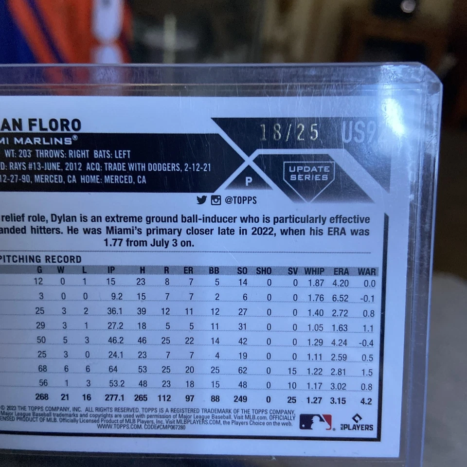 2023 Topps Update Series - Dylan Floro #US92 Memorial Day Camo /25 (RC) - Image 3 of 3