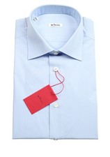 Kiton Striped Blue White Dress Shirt Size 40 IT / 15 3/4 U.S. New With Tags