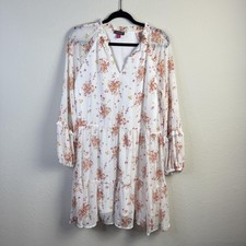 Vince Camuto Dress Womens Large Floral Boho Long Sleeve Tiered Spring Lined