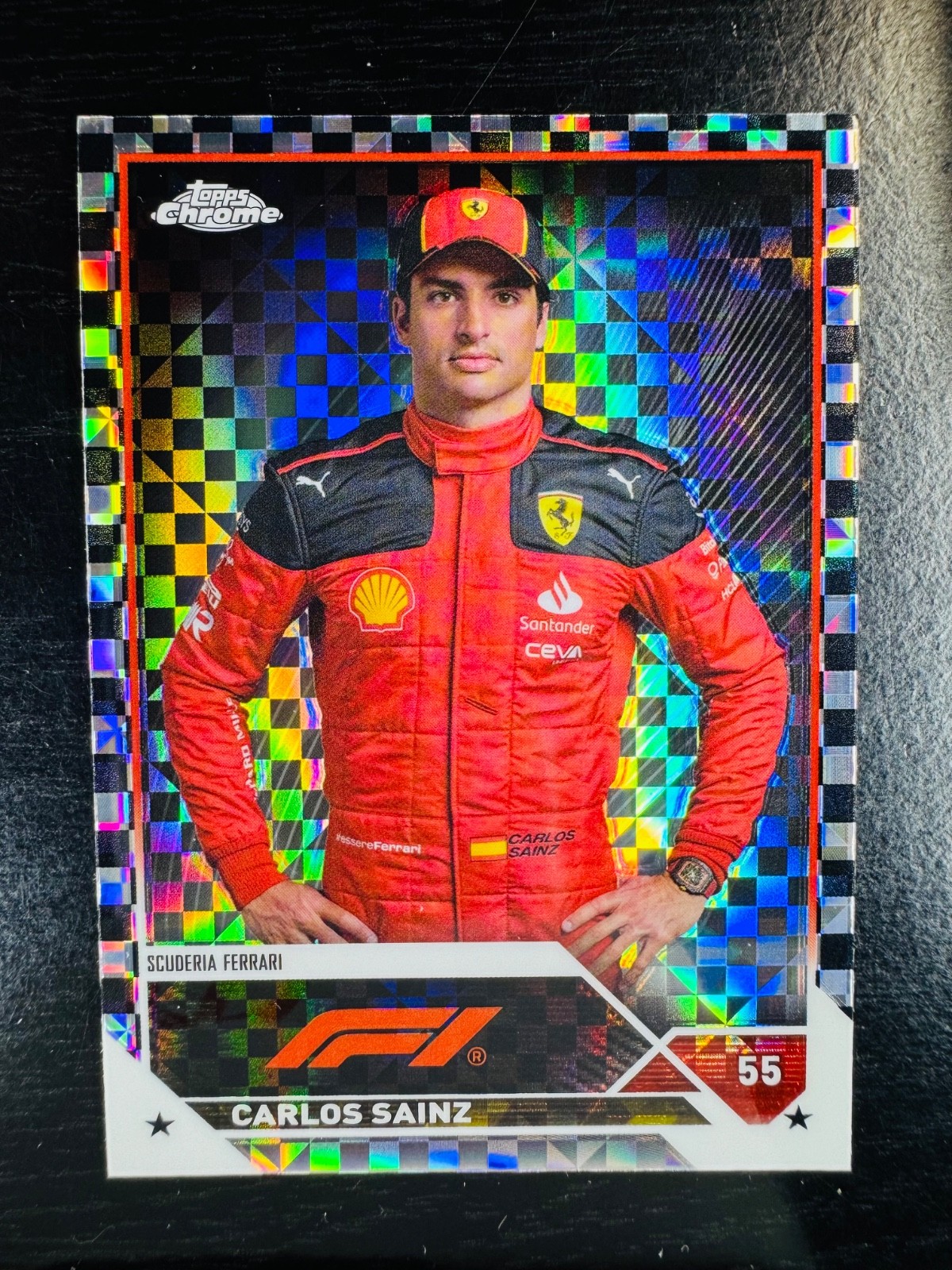 2023 Carlos Sainz  Checker Flag Refractor Topps Chrome #17 Formula 1 F1