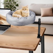 Adjustable  Rotating Desk Cat Bed Attachment with Soft Thick Cushion Pet Bed