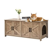 Cat Litter Box Enclosure for 2 Cats, Litter Box Furniture Hidden with Double