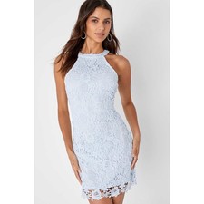 Lulus Love Poem Light Blue Lace Mini Dress Party Cocktail Romantic XS NWT