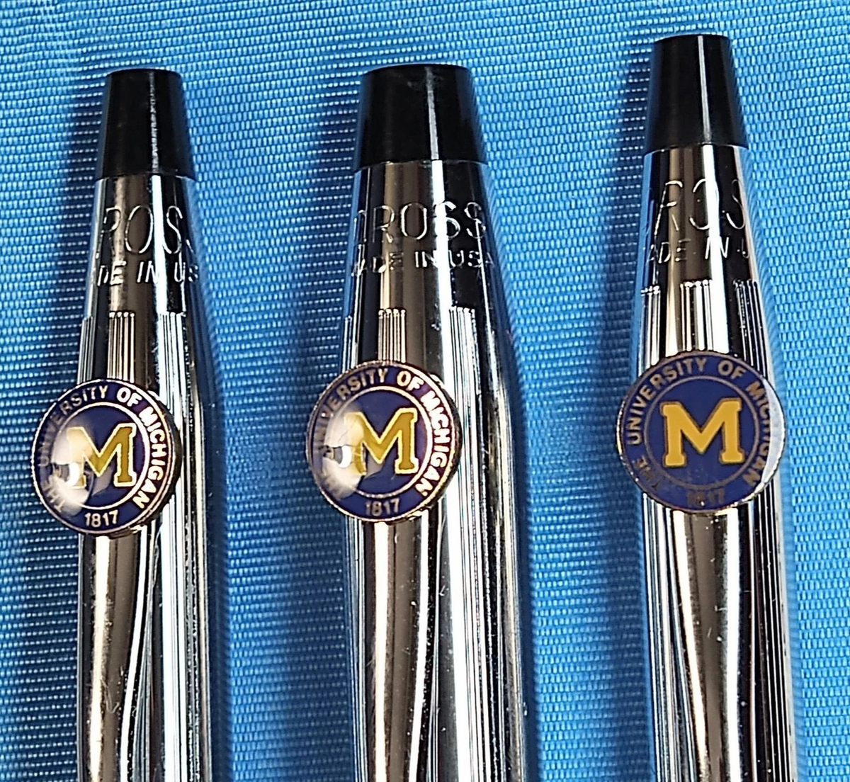 CROSS #3514 3PC SET CHROME PEN, PENCIL & SOFT TIP TRIO -UNIV OF