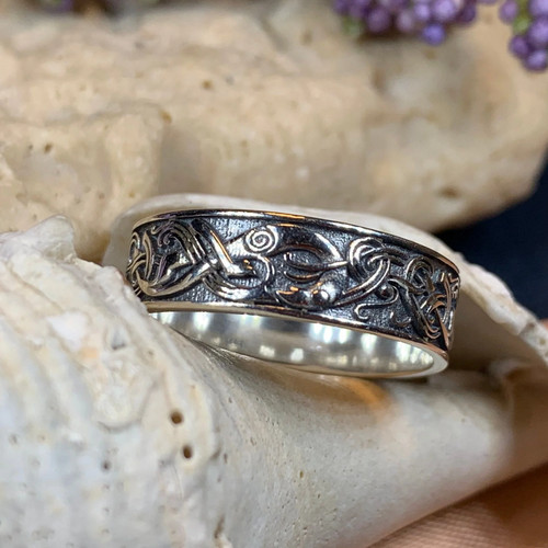 Celtic Raven Ring Scottish Irish Pagan Wicca Sterling Silver 925 Ring - Picture 9 of 12