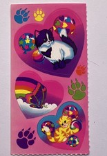 1990s AUTHENTIC LISA FRANK Kittens And Ballon Hearts S213 Mini Sticker Strip