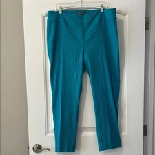Erica Taylor Women's Jacquard Turquoise Trousers Pants 2x