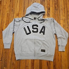 Vintage Ralph Lauren Polo Jeans Company USA Gray Hoodie Full Zip Sweatshirt Sz L