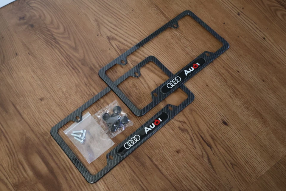 Audi Carbon Fiber-Style License Plate Frames (Set of 2) – Hardware Included - Image 2 of 4