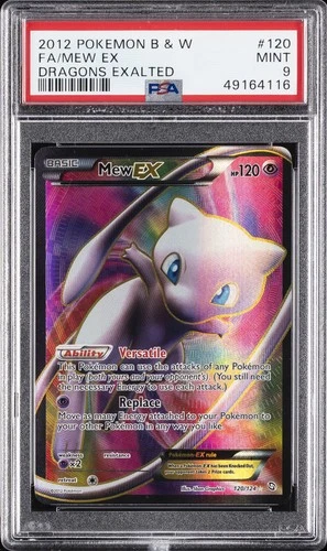 2012 POKEMON B&W DRAGONS EXALTED #120 FULL ART/MEW EX PSA 9