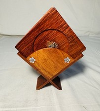 Vintage Coasters Lacquered Wooden With Flower And Coaster Holder Lot Of 6