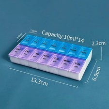 7-Day Pill Box with 14 AM/PM Slots   Weekly Medicine Organizer for Daily Doses