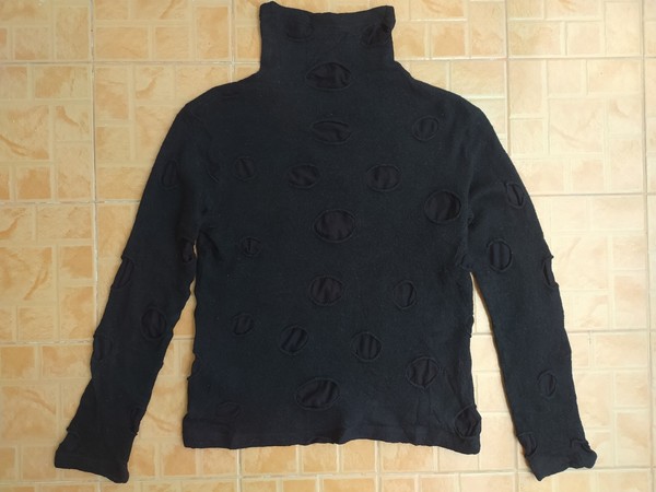 Y'S YOHJİ YAMAMOTO SCHWARZ WOLLE ROLLKRAGEN PULLOVER GR. 2