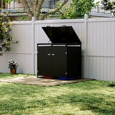 Outdoor Wheelie Bin Storage Metal Dual Sheds Dustbin Rubbish Screen 2Shed Screen