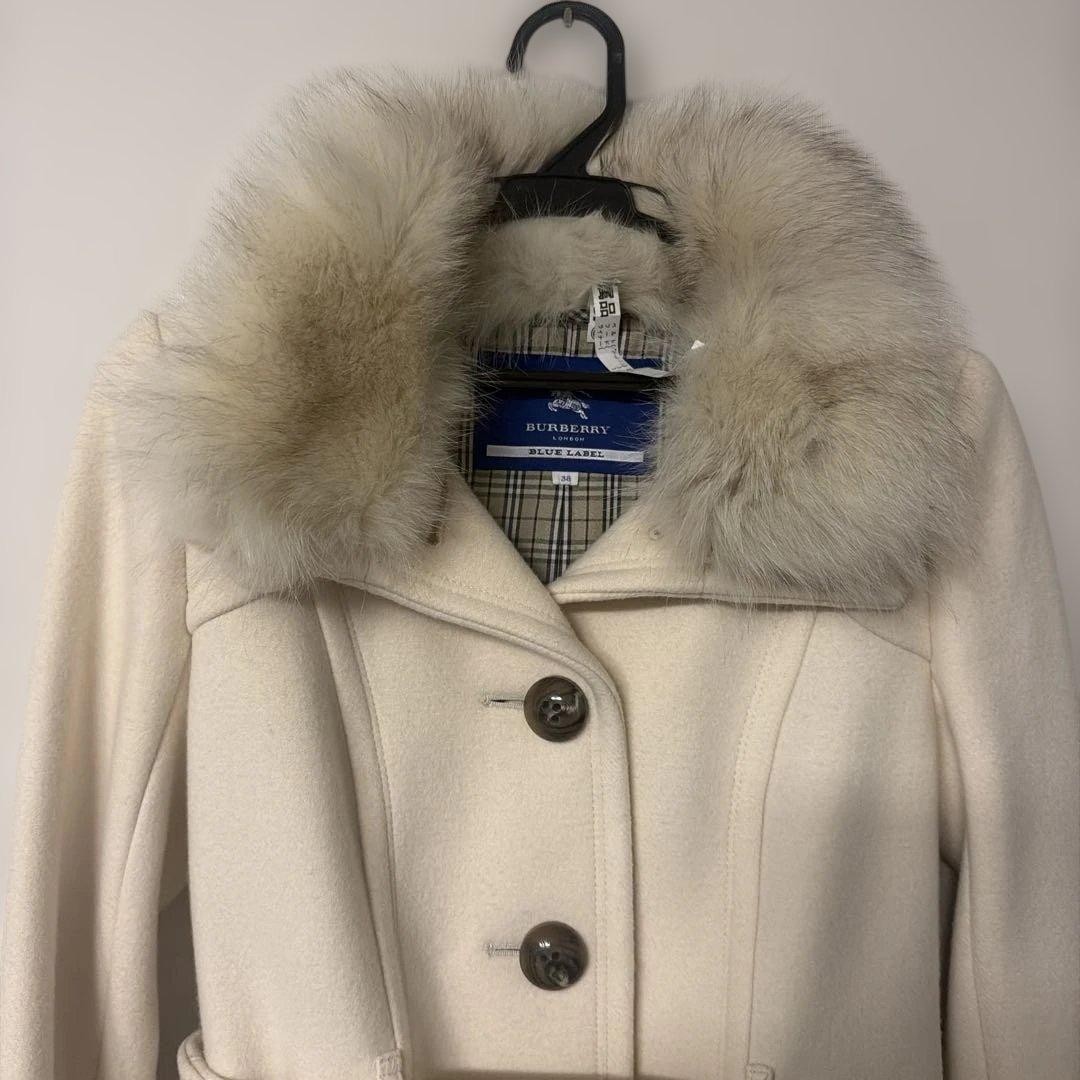 Burberry   Blue Label Ivory Long Coat with Ribbon 38 thumbnail 2