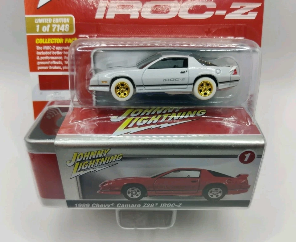 JOHNNY LIGHTNING White 1989 Chevy Camaro Z28 IROC-Z  White Lightning Gold Chase - Image 4 of 4