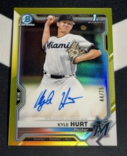 2021 Kyle Hurt Bowman Chrome Yellow Refractor /75 RC  AUTO Dodgers CPA-KHU