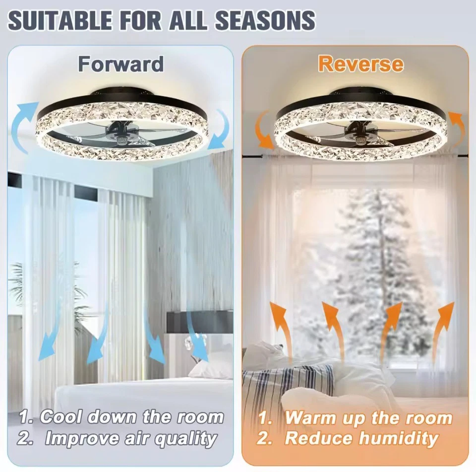 VENTILATORE DA SOFFITTO LAMPADARIO PLAFONIERA 60W DESIGN LUCE DIMMERABILE WIFI  - Imagen 4 de 4