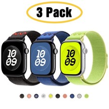 3 PACK Nylon Sport Loop Band for Apple Watch 11 10 9 8 7 6 SE 40-49mm Ultra 3 2