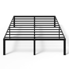 Full Bed Frame with Storage Metal Platform No Box Spring Needed 18 Inch Black