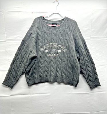 PrettyLittleThing Damen Pullover Gr. L grau Zopfmuster Pulli Langarm