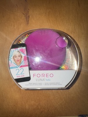 Foreo Luna Fofo Smart Silicone Facial Cleansing Massage Brush Purple NIB Sealed