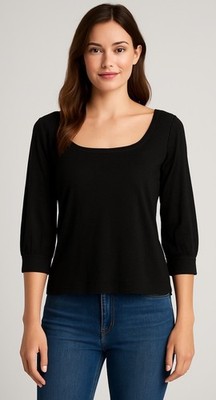 Threads 4 Thought Black Square Neck 3/4 Sleeve Top - Women s Small
