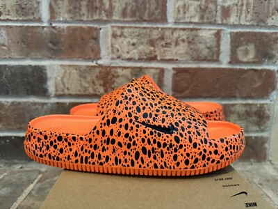 New 10 Nike Calm Slide Sandals Print NS Orange Safari Olympics