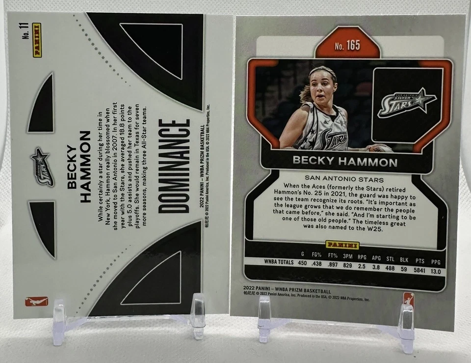Becky Hammon 2022 Panini Prizm WNBA #165 25th Anniversary & #11 Dominance Stars - Image 2 of 2
