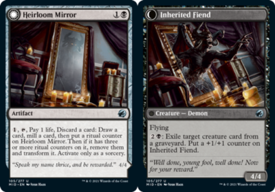 mirror card mtg MTG-4x-Near Mint, English-Heirloom Mirror // Inherited Fiend-Innistrad:  Midnight