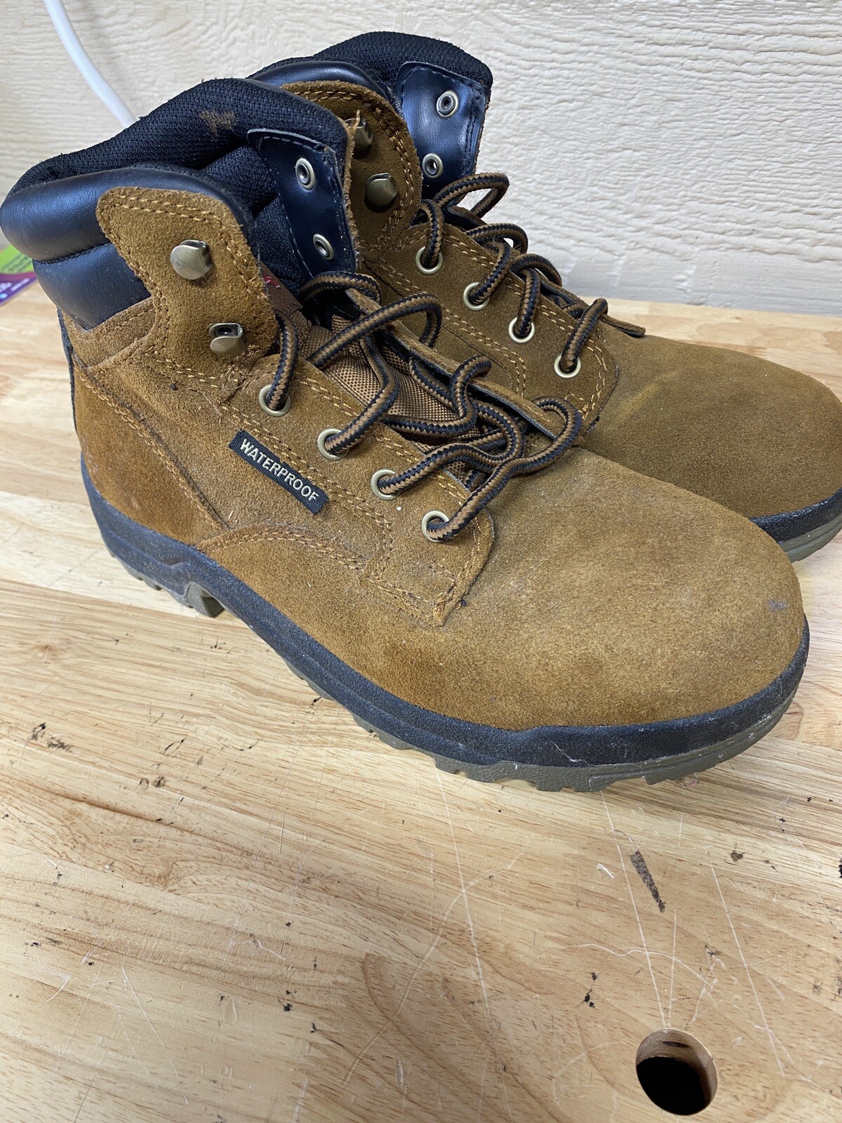 Brahma Men's Bravo Waterproof Suede Upper Ankle Work Hiking Boots Tan