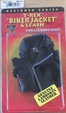 T-Rex Mini Biker Jacket for Lizards 36 inch Leash - Black, Med-Large 80064
