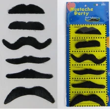 6pcs/set Stylish Costume Funny Party Fake Moustache Black - Fast Shipping