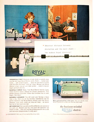 Royal vintage electric typewriter ad  1959 Canterburry Pica  advertisement 