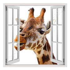 Giraffe by Fake 3D Window | Canvas (Rolled) | Wall art oil painting picture HD