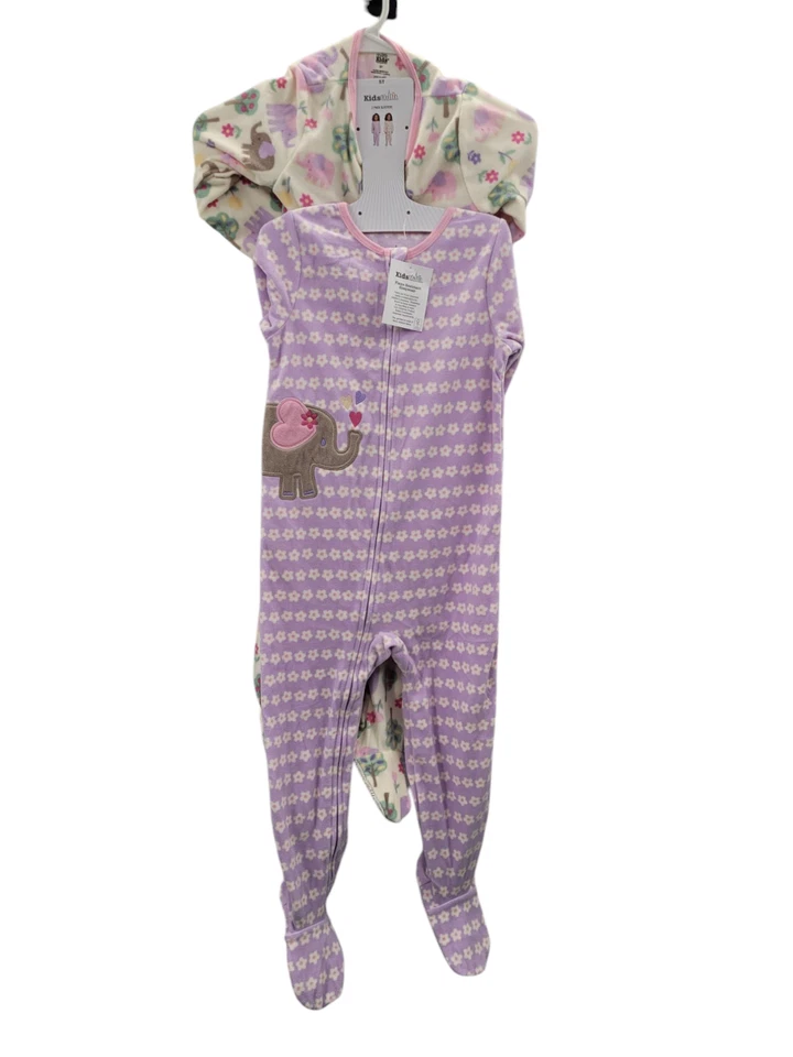 Paquete de 2 mantas de pijama de lana para dormir 5T púrpura elefante para niños - nuevas con etiquetas Foto 2 de 4