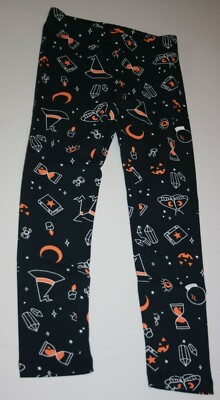 New Cat & Jack Girls Black Halloween Leggings Girls 18m Spooky Witch Hat Candy