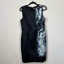 T Tahari Navy Blue Satin Feel Sheath Dress 12