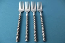 4 Dinner Forks Pier One 1 PII14 18/8 Stainless China Twist Black 8"