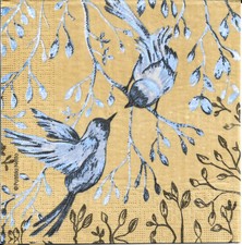 Lot de 4 Serviettes en papier Jardin japonais or Decoupage Collage