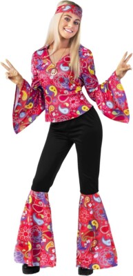 Morph, 70er Jahre Kostüm Damen, Disco Kostüm für Erwachsene, Hippie Kostüm - Medium