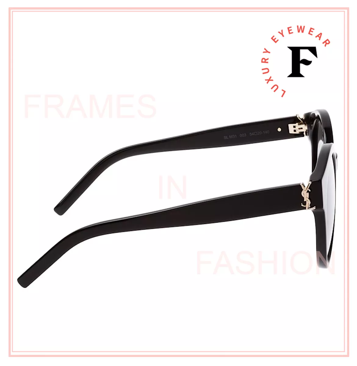 SAINT LAURENT MONOGRAM YSL SL M31 001 Black Gold Classic Oval Sunglasses 54mm