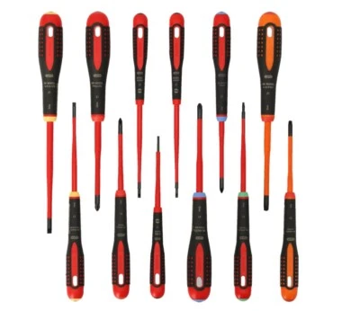 Bahco BE-9878SL ERGO 12-teiliges VDE-isoliertes Slim Schraubendreher-Set SL/PH/PZ/TX