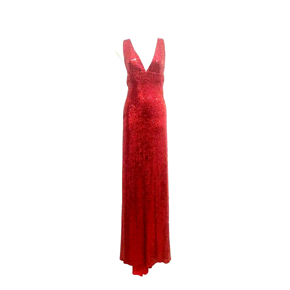 Nadine Merabi Red Sequin Maxi Dress Womens UK Size Large 14 BRAND NEW