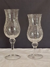 Home Essentials And Beyond Decorative Hurricane Crackle Glass